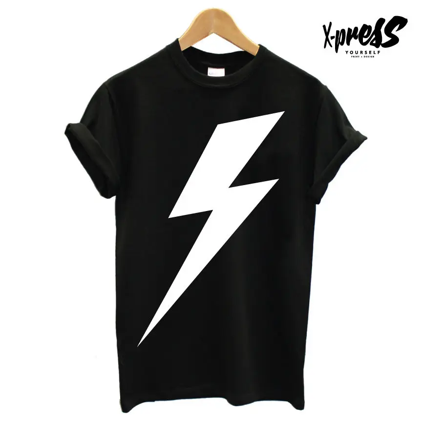 BLIKSEM AFDRUK T SHIRT HEREN GEDRUKT GRAFISCHE HIPSTER RELIGIE SWAG TOP