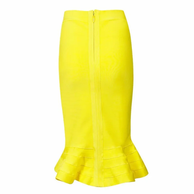 yellow 2020 new fashion sexy women's knee length high waist rayon hl fishtail mermaid bandage skirt skorts for women