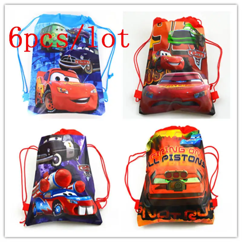 Set of 4 Cars Drawstring Backpack School Bags Shopping Bag,Party Favors-Random 