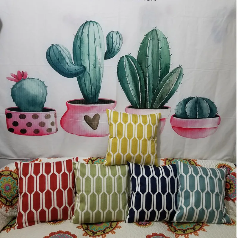 

Home Decor Pillowcase Geometric Embroidered Cushion Cover Endless Pattern Designs Throw Pillow Cover for Sofa 18x18 Inch