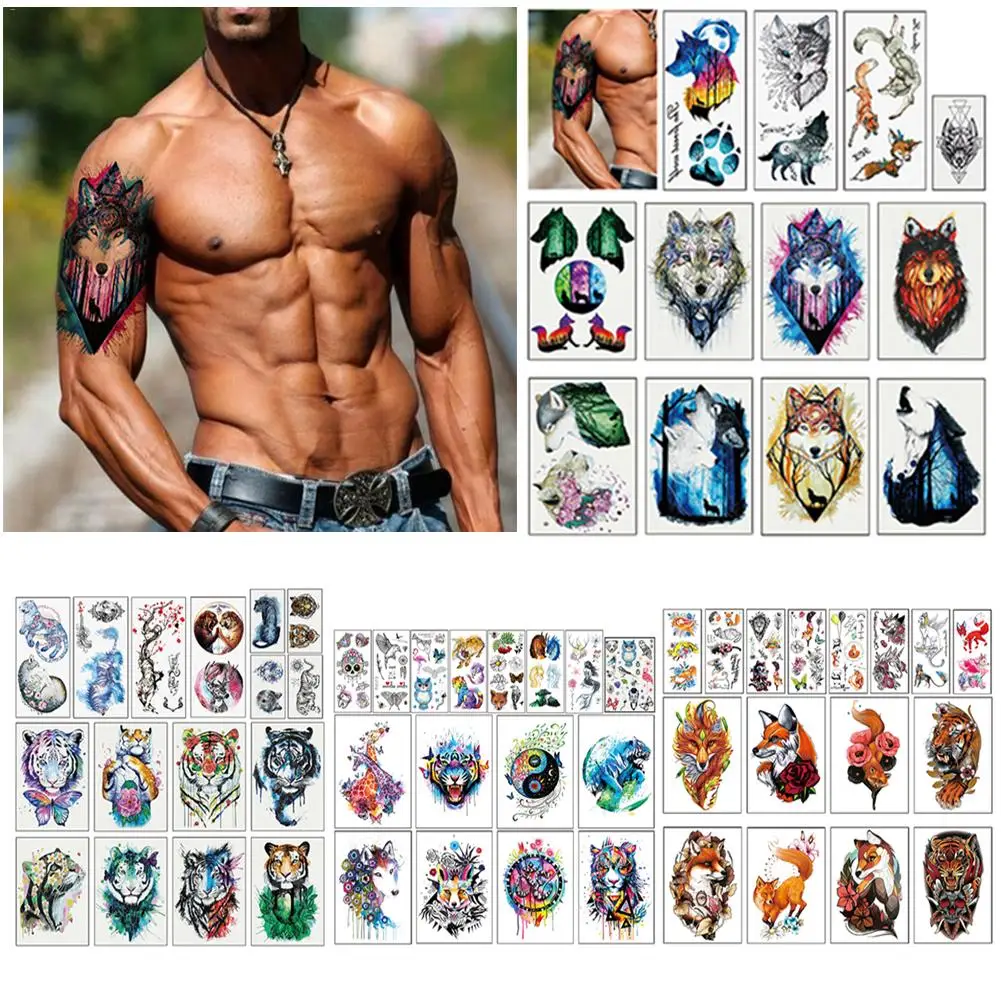 

Waterproof Temporary Tattoo Sticker Full Arm Large Skull Old School Tatoo Stickers Flash Fake Tattoos For Men Women