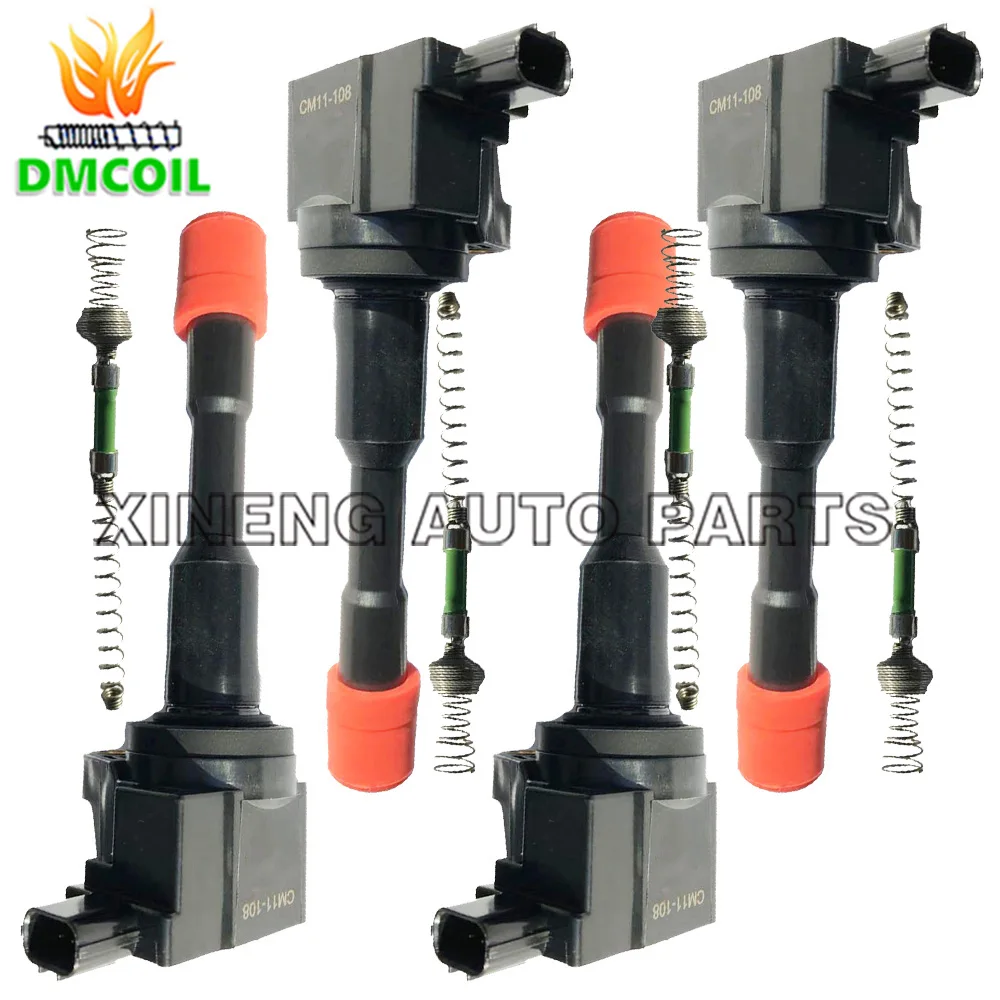 

4 PCS REAR ROW IGNITION COIL WITH RESISTANCE FOR HONDA CIVIC VII VIII (01-) FIT II III (02-) JAZZ (03-) CITY 1.3L 1.4L CM11-108