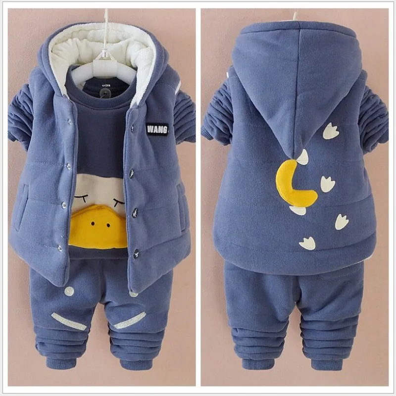 

2018 New Arrival 0-3 Year Old Baby and Kids Unisex Cashmere Thickening 3-Piece Set