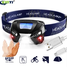 10000лм мощный налобный фонарь перезаряжаемый светодиодный головной светильник датчик движения тела Головной фонарь для кемпинга светильник лампа с USB