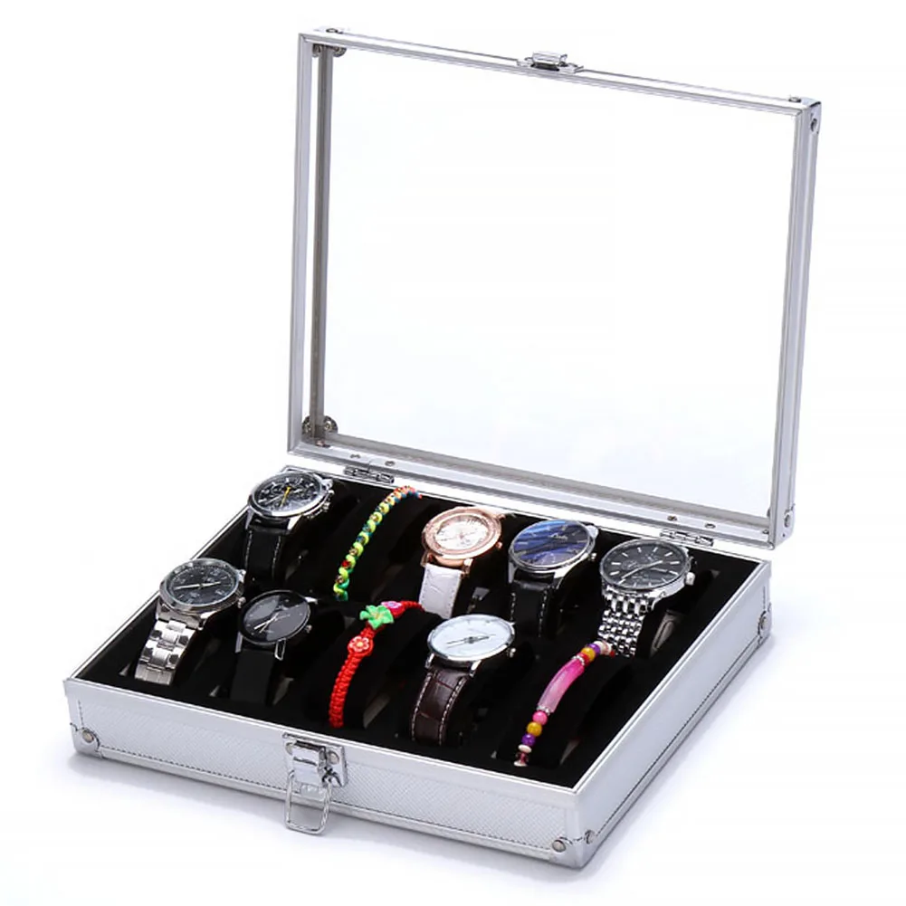 

12 Grid Watch Display Storage Aluminium Alloy Organizer Case Wrist 12 Grid With Lock Watch Display Box Metal Buckle #5