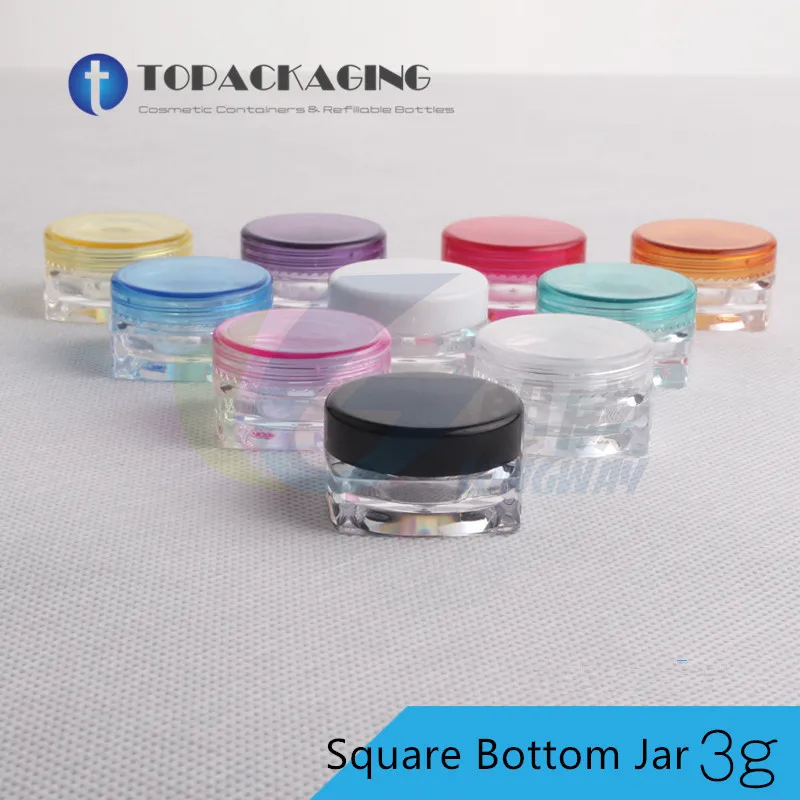 100PCS/LOT-3G Cream Jar,Empty Plastic Cosmetic Eye Shadow Cream Canister,Small Sample Makeup Sub-bottling,MINI Nail Art Boxes 100pcs lot 3g cream jar empty plastic cosmetic eye shadow cream canister small sample mask makeup sub bottling mini cream box