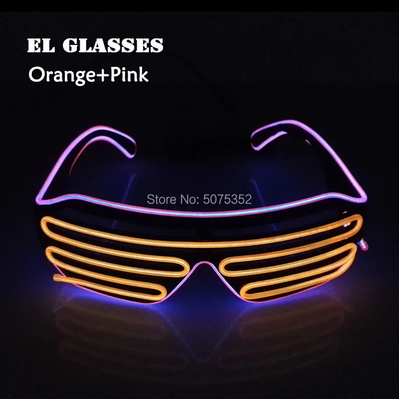 Карнавал фестиваль яркие затвор очки светодиодные очки танец DJ EL солнцезащитные очки неоновые очки для светящийся декор для вечеринки Рождества - Цвет линз: Type-B Pink Orange