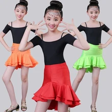 YiZYiF Women Girls High Waist Flared Dance Skirt Ballroom Latin Dance Skirt Dance Costumes