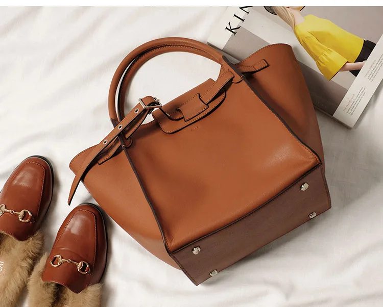 WOONAM натуральная кожа сумка Женская мода Средний пояс с трапецией подробная сумка WB509