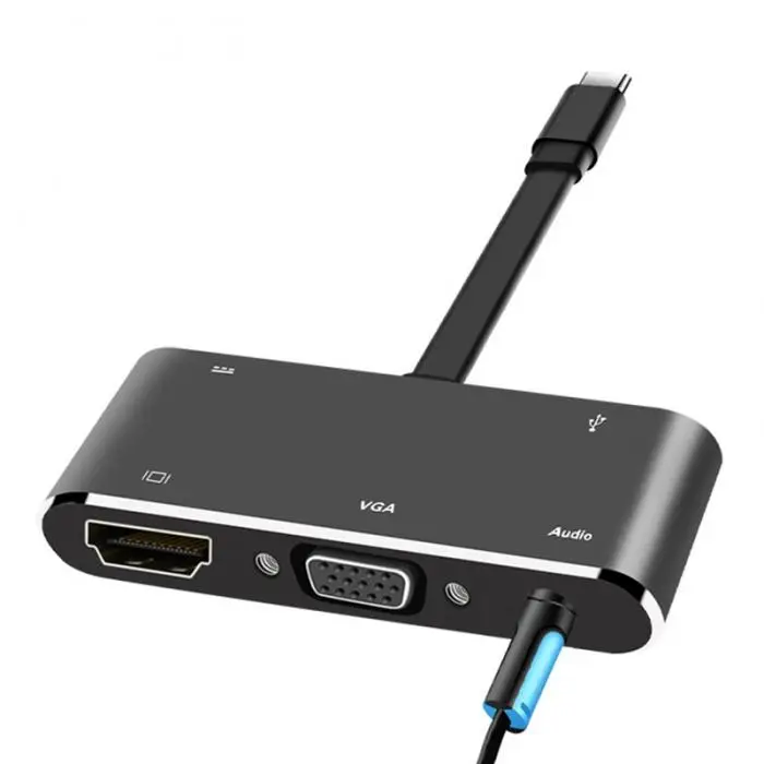 USB C к HDMI адаптер 4 K type-C к HDMI/VGA/аудио/USB 3,0 порт + USB C порт конвертер дропшиппинг