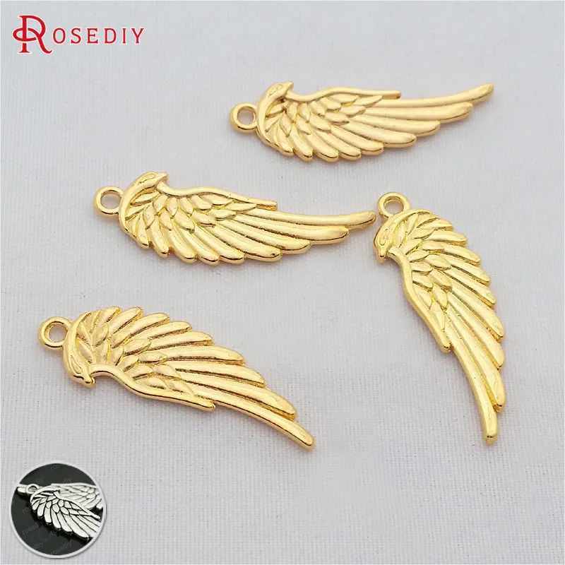 

(29230)30PCS 33x11MM Gold Color Zinc Alloy Angel Feather Wings Charms Pendants Diy Jewelry Findings Accessories Wholesale