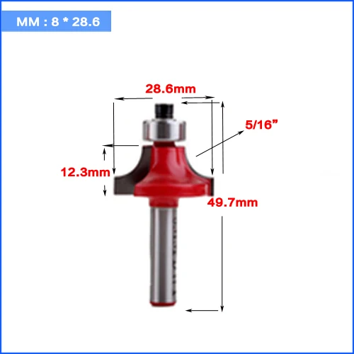 8 мм хвостовик Круглый-над фрезы для деревообработки инструмент 2 Флейта концевая фреза с подшипником Фрезерный резак угловой круглый над бит - Длина режущей кромки: 8mm X 28.6mm