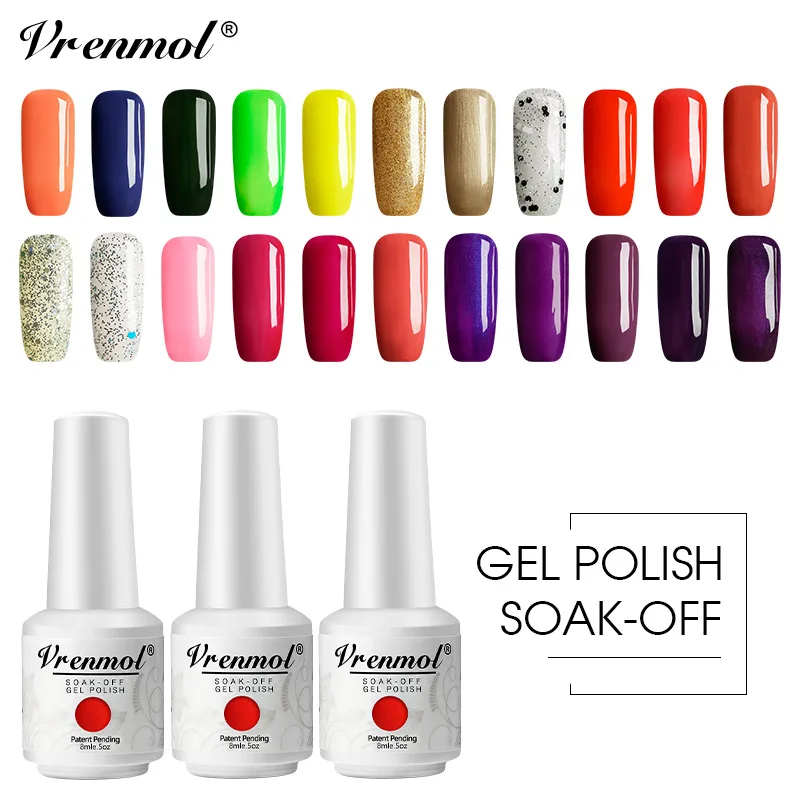 

Vrenmol 8ml Nail Polish Vernis Semi Permanente 58 Colors UV Lamp for Base and Top Lijm Lak Manicure Nail Art Varnish Tools