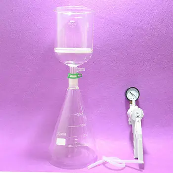 

Filtration Set[2000ML Erlenmeyer Flask+1000ML Filter Funnel(3#)+Vacuum Pump],lab Filtration Set