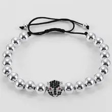 Украшения 8 мм пластина с серебряным микро цирконием Shibaozi головы плетения браслет с кисточками