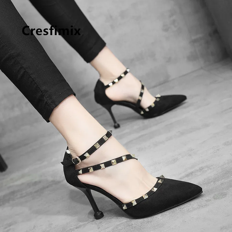 Cresfimix femmes hauts женские милые вечерние для ночного клуба с заклепками на высоком