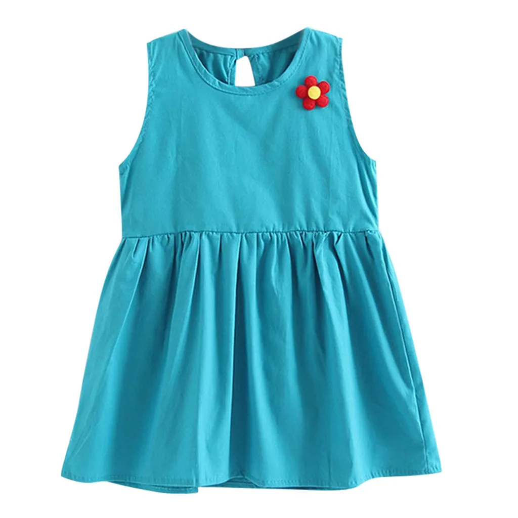 Children Dresses Kids Girl Sleeveless Flower Print Cotton and Linen floral Dress Baby Spring Summer dresses for girls | Мать и ребенок