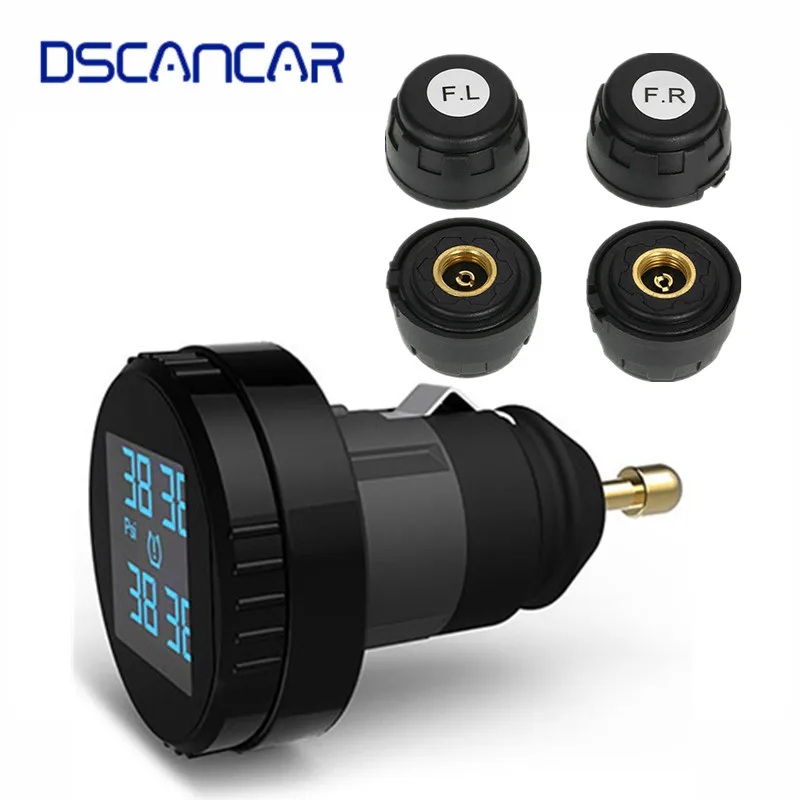 

KOLSOL TS61 Wireless Tire Pressure Monitoring System TPMS Real-time Cigarette Lighter Plug With 4 DIY External Sensor