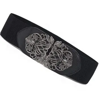 

Retro Carved Wide Belt Women Korean Palace Elastic Wide Belts For Dresses Cummerbund Wholesale