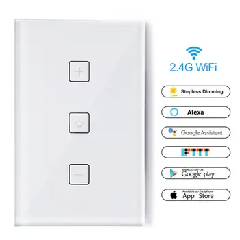 

Timethinker WiFi Smart Switch Wireless LED Dimmer Light Switches Wall Interrupter Touch Control Work with Alexa Echo Google Home