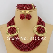 Очаровательный нигерийский Свадебный комплект ювелирных изделий из бисера Африканский Свадебный Коралл Бусы Ювелирные наборы CJ024