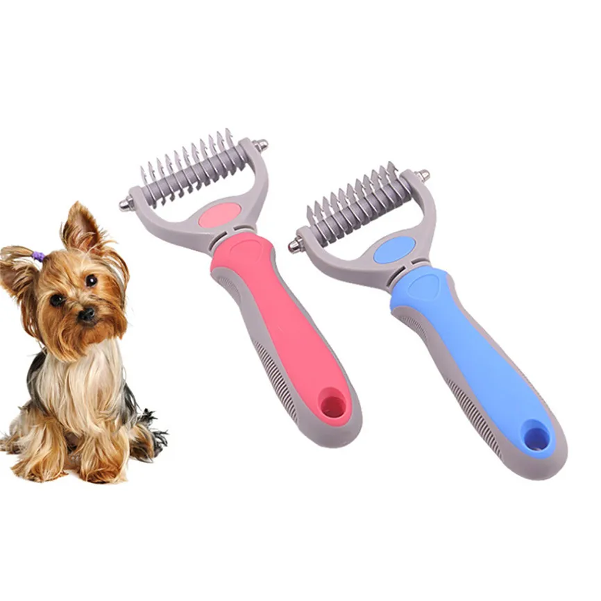 Pet Cat Dog Hair Fur Shedding Trimmer Grooming Dematting Rake Comb