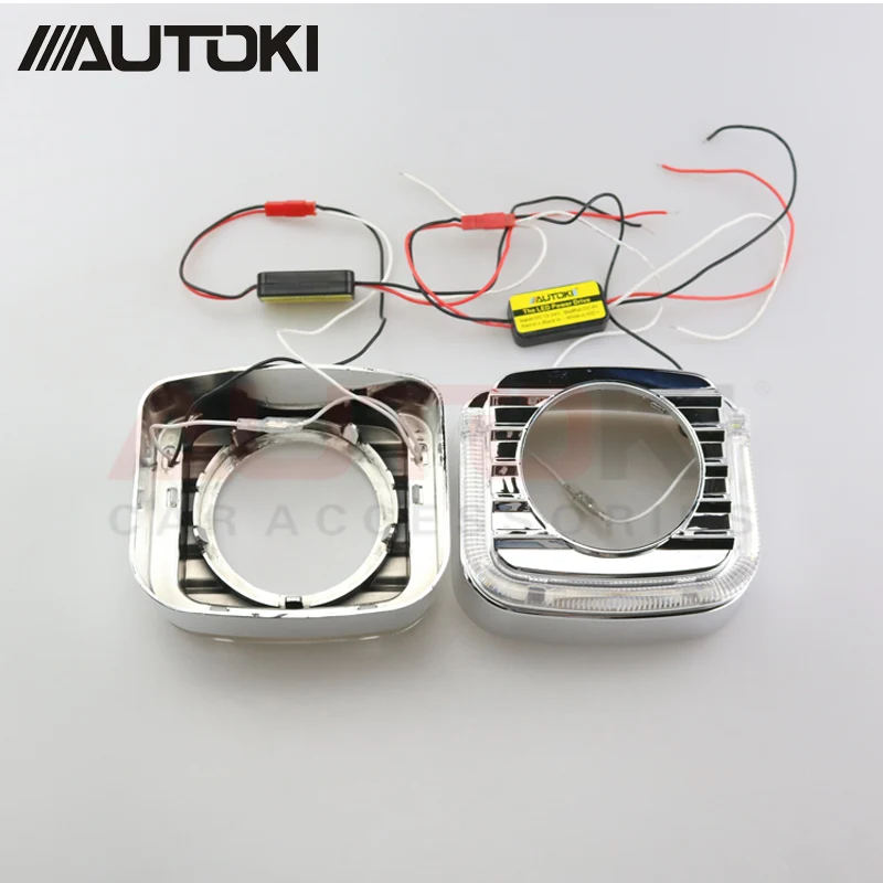 2 шт./партия Autoki 3," U плоский светодиодный Ангел глаз DRL световая направляющая кожух для автомобильных фар Биксеноновые линзы для проектора