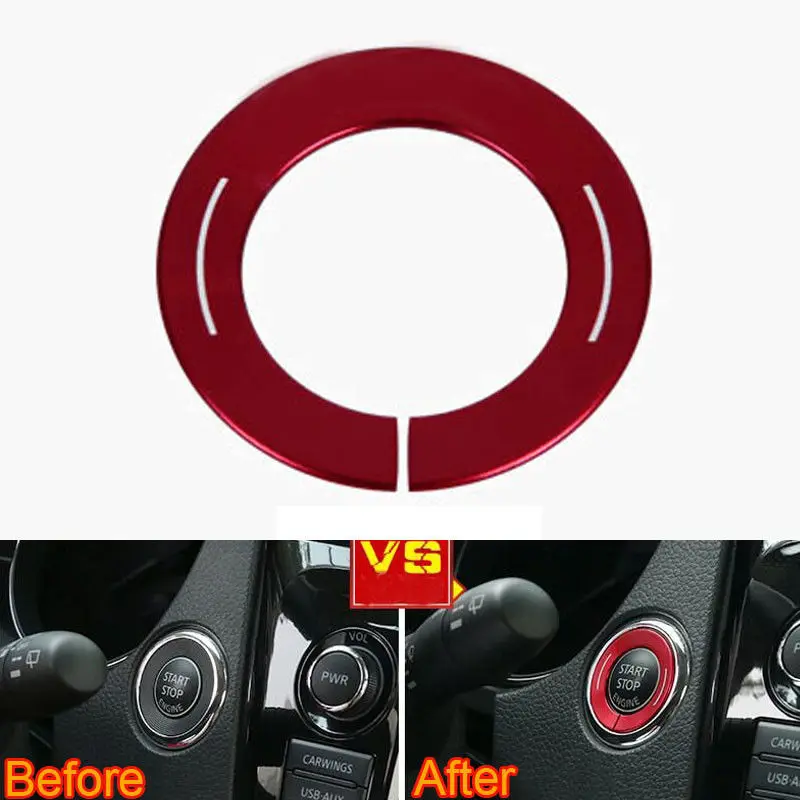 

BBQ@FUKA Decoration Car Engine Start Stop Switch Button Ignition Ring Cover Styling Sticker Fit For Nissan Qashqai Nismo 2015