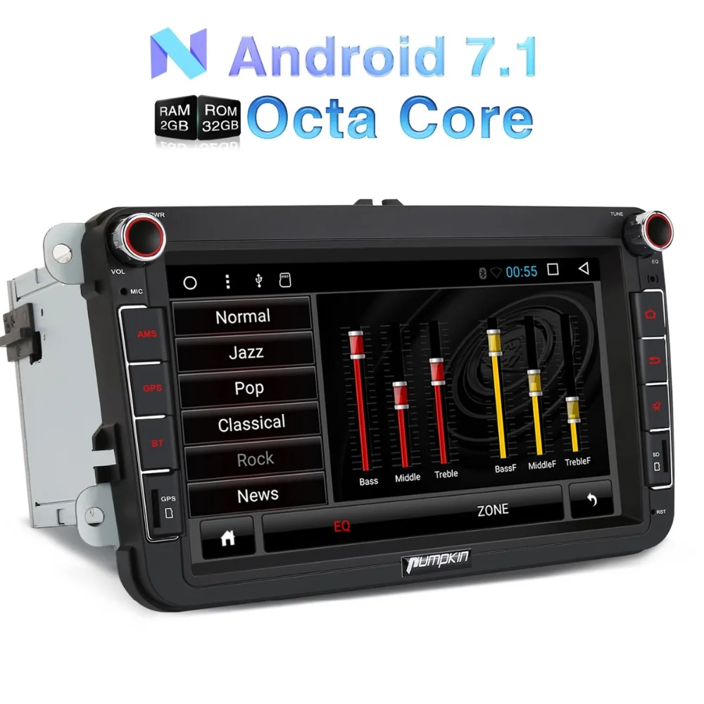 

Pumpkin 2 Din Android 7.1 Car Radio No DVD Player GPS Navigation Qcta-core Car Stereo For VW/Volkswagen/Golf/Seat Wifi Headunit