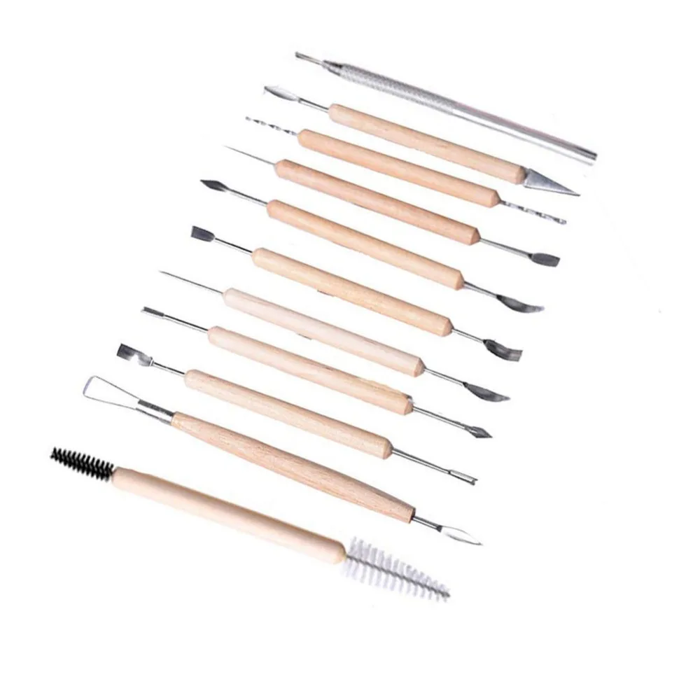 11 pcs Arts Crafts Clay Sculpting Tools Set Modeling Carving Tool kit Pottery & Ceramics Wooden Handle Modeling Clay Tools