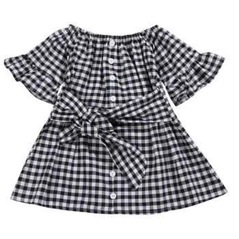 

2018 Toddler Kids Baby Girl's Clothes Summer Plaid Dress Sleeve Casual Mini Tutu Dresses SunDress