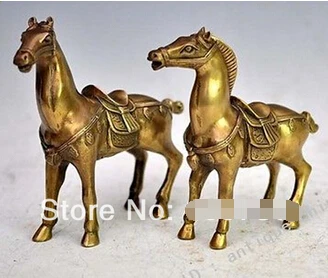 

free shipping Lucky Chinese Fengshui Bronze BRASS Wealth horse pair statues