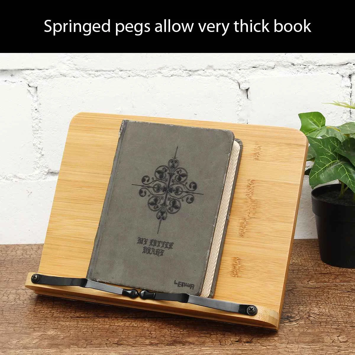 Portable Adjustable books Reading Desk bookends standing Cookbook Music score textbook Bible bamboo Book Holder Tray with Clip