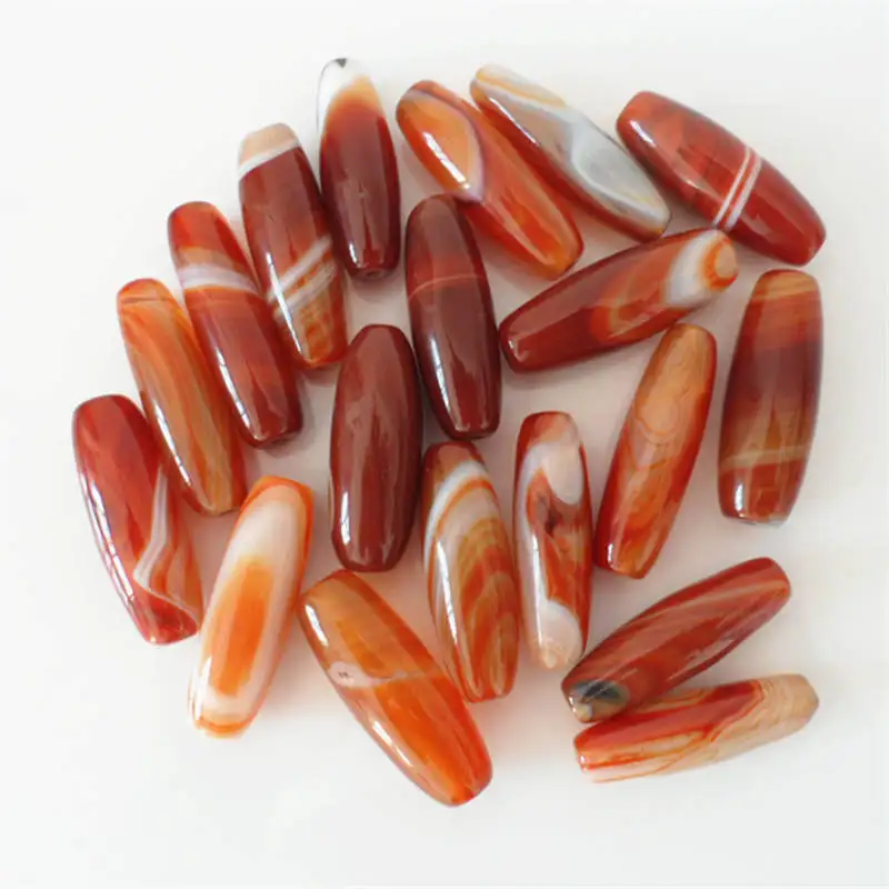 

TSB0100 Natural Red Carnelian Long Beads Tibetan Silk Carnelian Dzi Beads 30mm 40mm 10beads lot