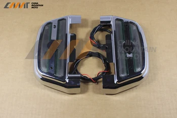 

chrome LED Light Passenger Footboard Cover Case For Harley Softail Touring 1984-up