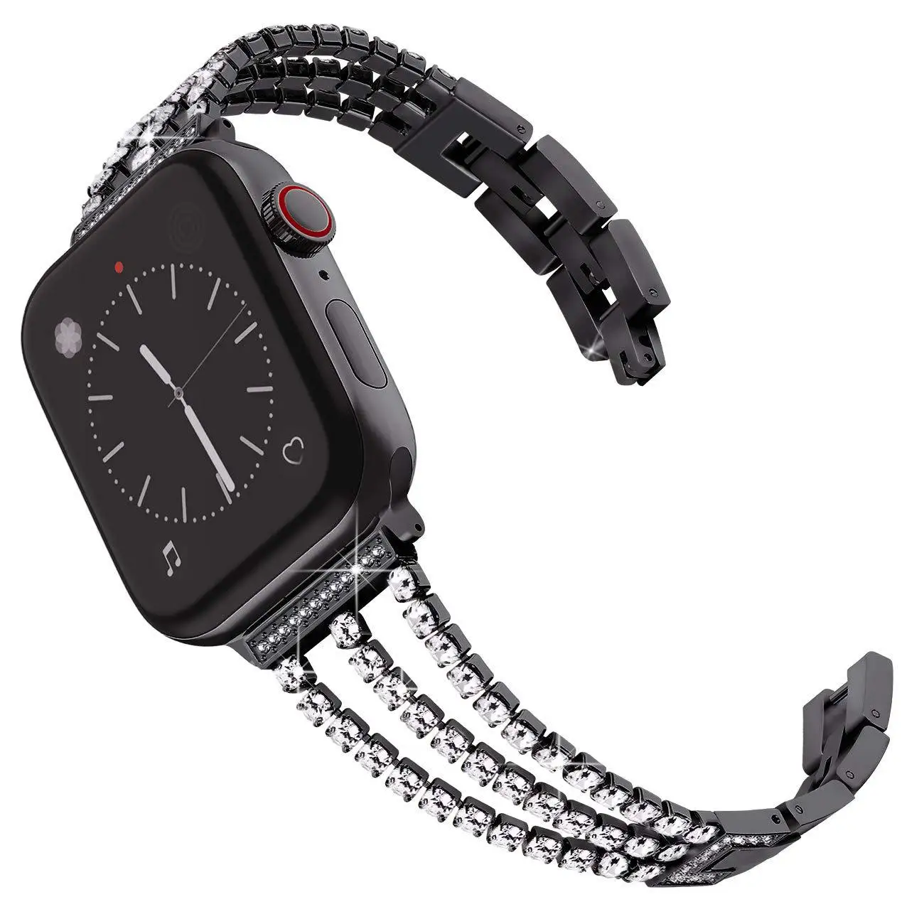 

Apple Watch apple watch1/2/3/4 fashion diamond stainless steel metal three drill chain strap