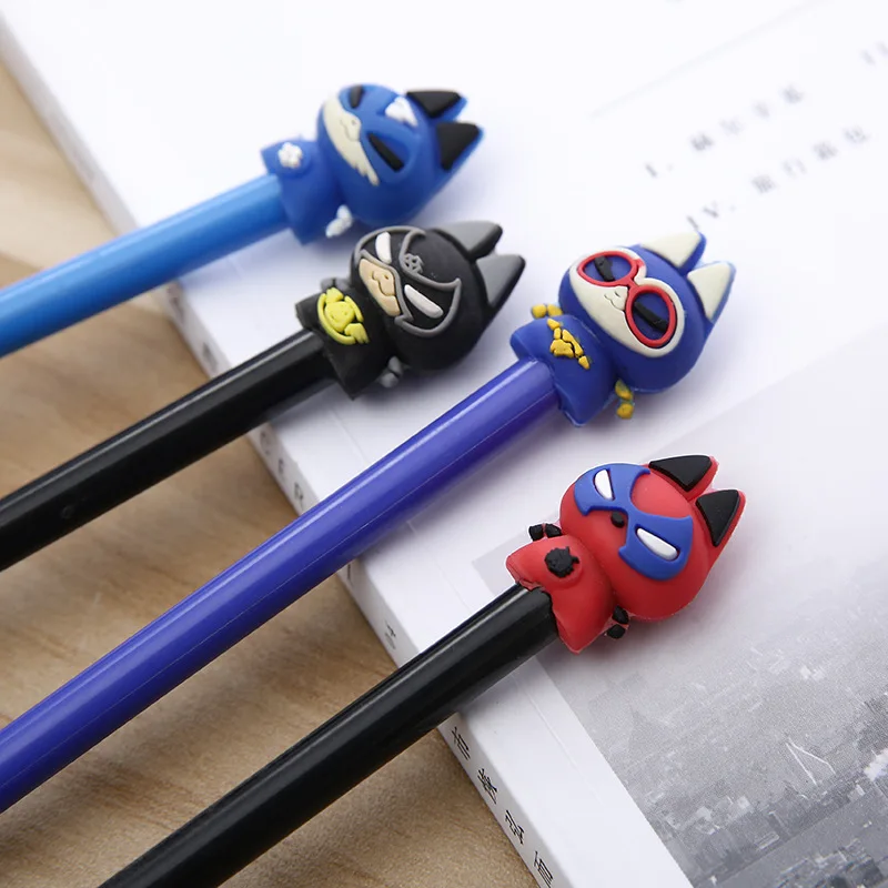 

4pcs 0.5mm Cute Cartoon Cool Cat Marvel Superhero Black Gel Ink Pen 3D Spiderman Batman Captain America Super Hero Signature Pen