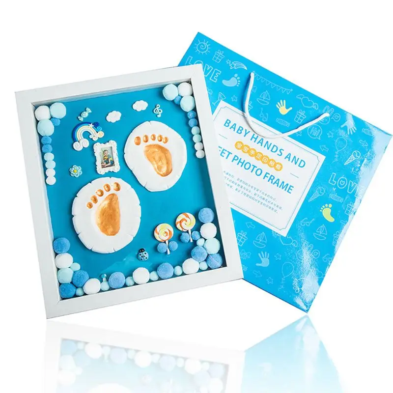

Photo Frame Baby Footprint Ink Pad Hand Print Memorial Commemorative Gifts Newborn Foot Print Handprint Wooden Home Decoration