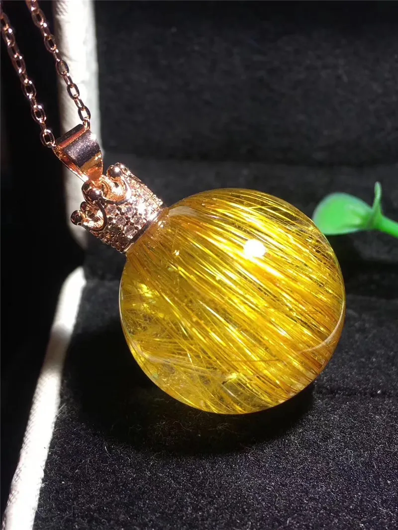 Natural Gold Rutilated Quartz Titanium Pendant (3)