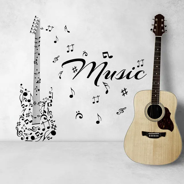 Musical Series Art Wall Decal Music Notes Made Up Guitar