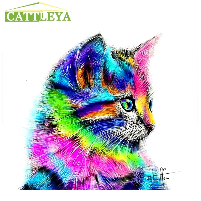 cattleya 5d diamond painting cross stitch diamond embroidery animal 5d diy diamond painting cat animal crystal full square embroidery cross stitch needlework mosaic painting decor