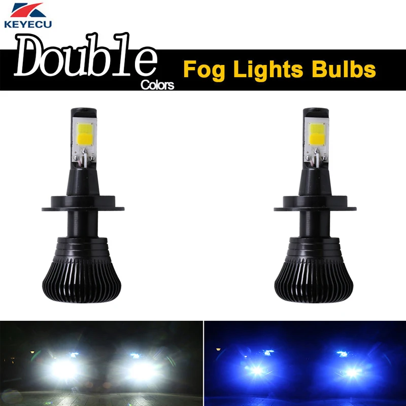 

KEYECU Pack of 2 H7 6000K/3000K Dual Colors In 1 Super Bright White-Ice Blue LED Fog Lights Lamps Replacement