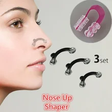 Juego de Corrector nasal para mujer, 1 Juego de puente para Realce de nariz, herramienta para masaje facial, 3 tamaños, sin dolor