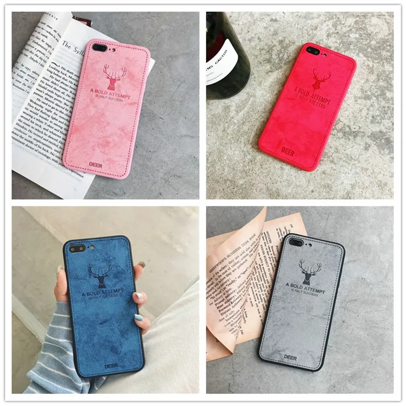 Luxury Cover For iPhone 8 Cloth Back Case Cute Reindeer Chic Ins Funda XR X XS Max 6 6S 7 PLUS Coque |