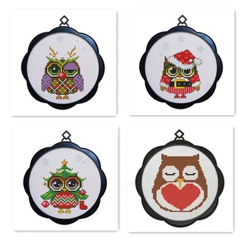 

Owl Cartoon Cross Stitch Kit Hand Embroidery, Frame Needle Embroidery Embroidery Non-Finished Decorations Small Drawings