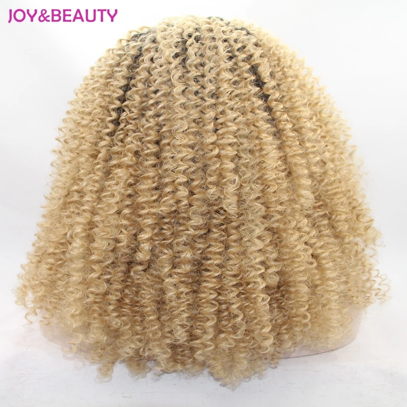 JOY& BEAUTY волосы синтетические короткие кудрявые вьющиеся термостойкие волокна кружева передний парик черный корень Омбре золотой для черных женщин 20 дюймов