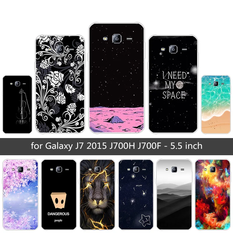 For Samsung J7 Back Black Matte Cover 5.5&quot for Galaxy J700 SM-J700F 2015 Clear TPU Soft Silicon Sunrise Phone Case |