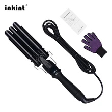 110-240 В ЖК-дисплей ролики керамические с тремя цилиндрами, для волос Волшебная Подкручивающая расческа плойка прибор для укладки волос температура регулируется 19 мм/22 мм/25mm40