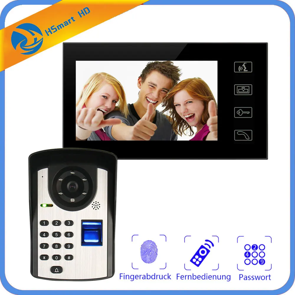 New 7inch Monitor Fingerprint password Keypad Code HD Camera Video Door Phone Doorbell Intercom System Wireless unlocks New 7inch Monitor Fingerprint password Keypad Code HD Camera Video Door Phone Doorbell Intercom System Wireless unlocks