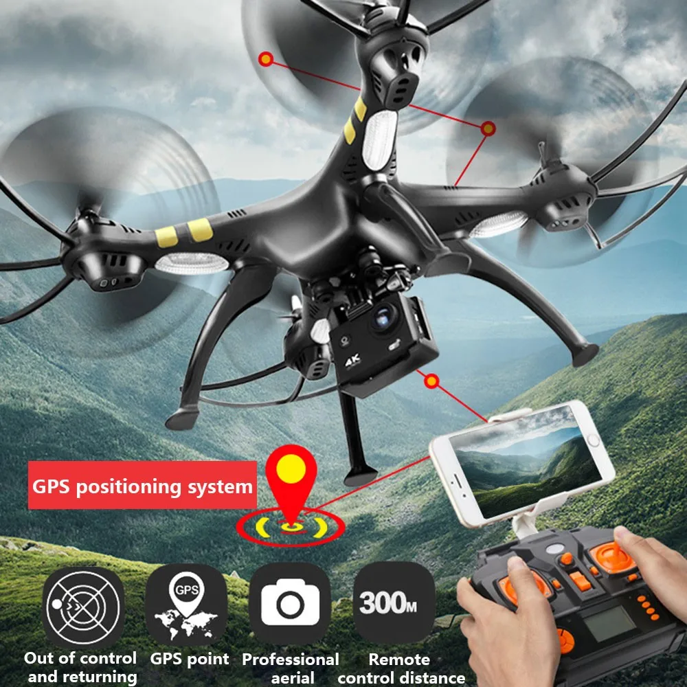 

Professional Dual GPS Quadcopter WIFI Real-time Image Transmission Brushless 4K HD Aerial Drone Remote Control Aircraft